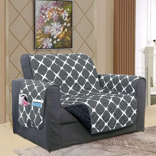 Vista 9 de Celine Linen Bloomingdale - Funda acolchada reversible de 2 tonos con bolsillos inteligentes de almacenamiento de doble cara, antideslizante, ideal