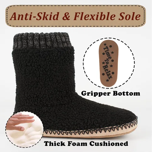 Vista 3 de cosyone1997 Pantuflas acogedoras para hombre para interiores, zapatos de casa mullidos con suela de agarre antideslizante, calcetines de mocasín