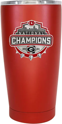 Vista 3 de Heritage Pewter Georgia Bulldogs 2021-2022 National Champions - Vaso de 15 onzas - Negro Taza térmica duradera de viaje para café Incrustación