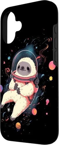 Vista 2 de Sloth Floating in Space Planets Stars Sloth Lover Case for iPhone 16