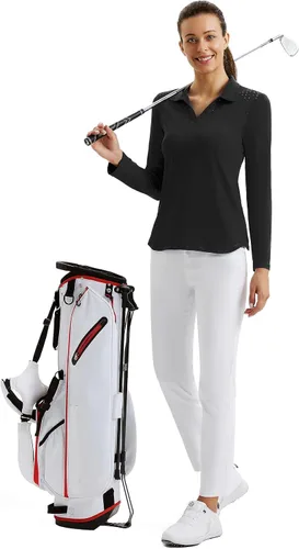 Vista 6 de JACK SMITH Women Polo Shirts Long Sleeve UPF 50+ Quick Dry Workout Tops for Running Hiking Exercise