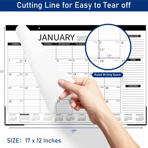 Vista 2 de Calendario de escritorio 2026-2026, enero 2026 - diciembre 2026, 12 blocs mensuales de escritorio/calendario de pared 2 en 1, 17 x 12 pulgadas