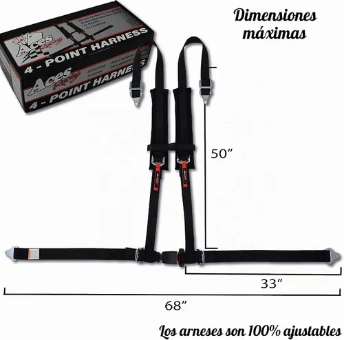 Vista 3 de Arnés de 4 puntos con acolchado de 2.0 pulgadas (tecnología de hebilla Ez)., Negro (Pair)