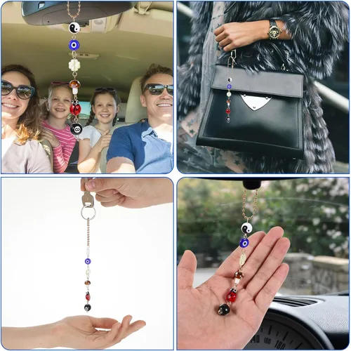 Vista 3 de Dije de buena suerte para auto de mal de ojo, dijes para bolsas de mano, accesorios de espejo retrovisor de buenos días de la suerte, colgante