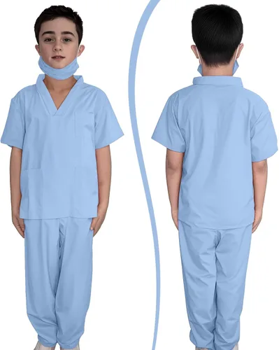 Vista 5 de Disfraz de médico para niños, disfraz de juego de rol para niños pequeños con accesorios Azul