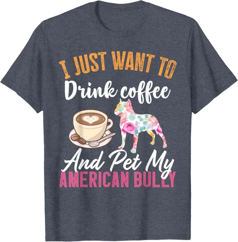 Vista 28 de I Just Want to Drink Coffee and Pet My American Bully Camiseta, Negro, S
