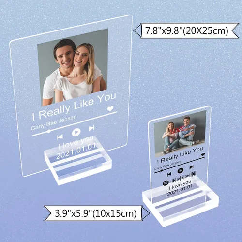 Vista 5 de Spotif Glass Art - Álbum de fotos de acrílico personalizado para el día de la madre, 3.9 x 5.5 in