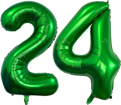 Vista 12 de Globos de color verde oscuro con el número 10 de 40 pulgadas, globos de helio de papel de aluminio de 10 pulgadas para decoración de eventos de 10º