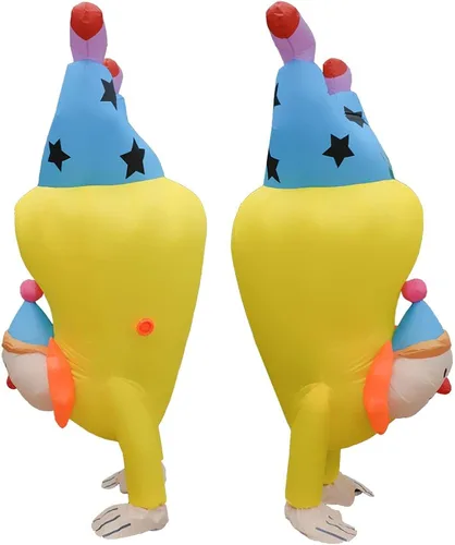 Vista 3 de Nsddm Disfraz inflable de Halloween para hombres, mujeres y adultos para fiestas de vacaciones y carnaval (payaso de pie de mano)