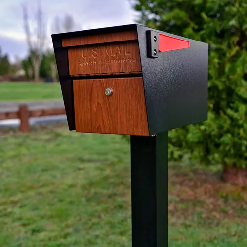 Vista 6 de Mail Boss Curbside, Wood Grain 7510 Mail Manager Buzón de seguridad con bloqueo, acero, negro