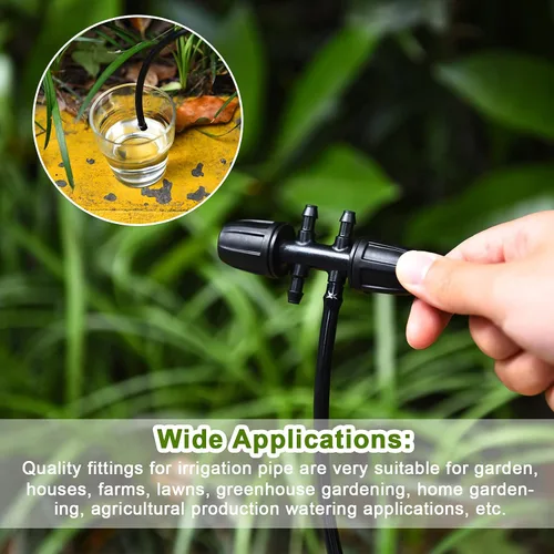 Vista 6 de Accesorios de riego en T de púas, tubo de riego por goteo, adaptador de identificación de 0.3 pulgadas a 0.15 pulgadas, adaptador de identificación