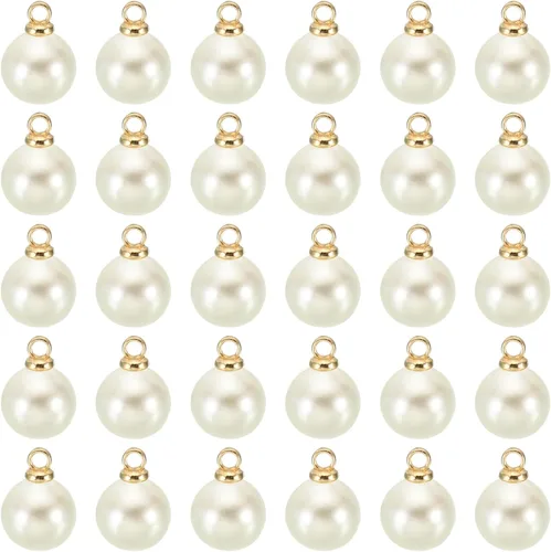 Vista 49 de PATIKIL Abalorio de perlas, 100 cuentas de perlas de imitación de perlas colgantes para bricolaje para hacer joyas, pulseras, aretes, collares Beige