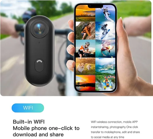 Vista 5 de H7 64GB 1080P Cámara de acción pulgar, mini cámaras corporales, cámara de bolsillo portátil para vlogging con cordón magnético, cámara pequeña