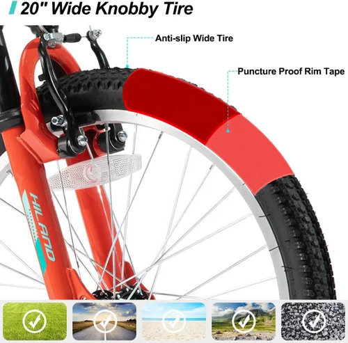 Vista 6 de HILAND 20 Inch 26 Inch Mountain Bike for Women Girl, Lock-Out Suspension Fork, Aluminum Frame, Adult Ladies Mens MTB Bicycle