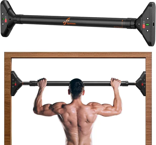 Vista 2 de Sportneer Barra de dominadas para puerta, paquete sin tornillos, con barra de dominadas Sportneer con mango plegable