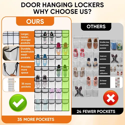 Vista 5 de Organizador de zapatos para colgar sobre la puerta, organizador de 35 zapatos para colgar sobre la puerta, organizador de almacenamiento para detrás