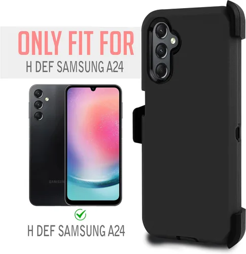 Vista 2 de Jackpotwireless - Funda para Samsung Galaxy A24 4G, de cuerpo completo, resistente, giratoria, con clip para cinturón, funda de doble capa, soporte