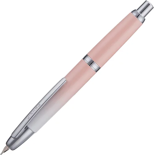 Vista 60 de Jinhao 10 Press Pluma estilográfica con caja, punta mediana retráctil de oro mate cepillado con juego de convertidor de tinta (clip dorado)