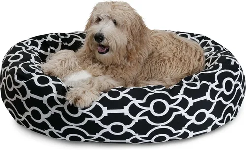 Vista 3 de Majestic Pet Cama de bagel Sherpa negra Athens de 24