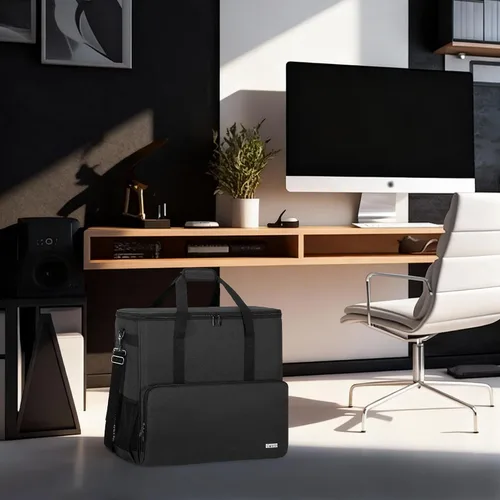 Vista 7 de CURMIO Funda de transporte para PC, bolsa de viaje de escritorio para torre de computadora, teclado, cable y ratón, solo bolsa, negro