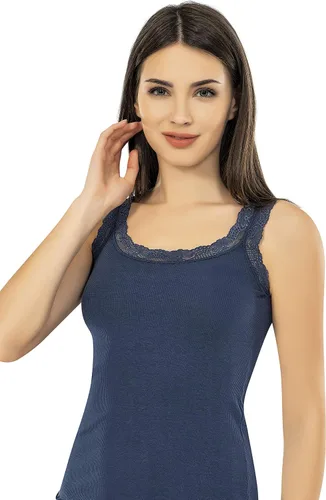 Vista 7 de VAVONNE Camisola de encaje para mujer, suave y elástica de algodón acanalado