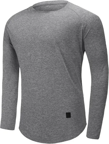 Vista 4 de Comdecevis Camiseta de manga larga con cuello redondo y corte ajustado para hombre