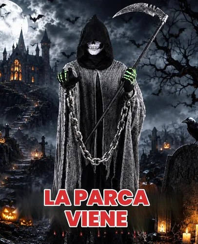 Vista 2 de Disfraz de la parca, capa con capucha de Halloween, disfraces de cosplay de Halloween para adultos