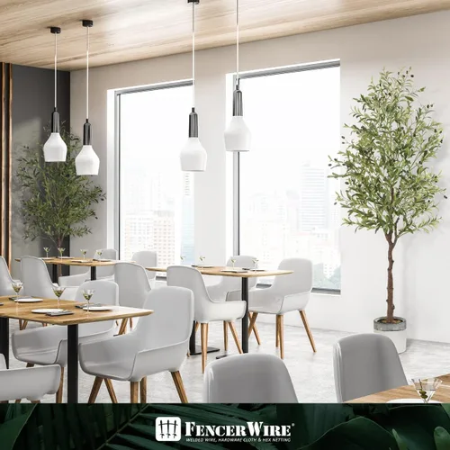 Vista 8 de Fencer Wire Árbol topiario artificial en maceta, rama de olivo sintético y fruta, decoración moderna de planta sintética en maceta para interiores