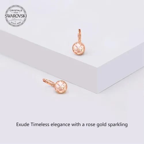 Vista 3 de Aretes de cristal Swarovski para mujer, redondos, con cierre de palanca, aretes perforados, joyas para ella