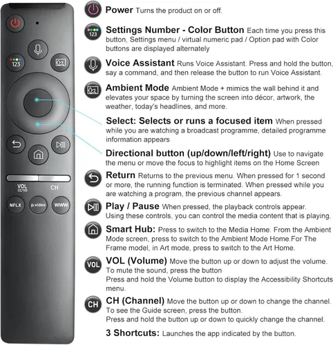 Vista 8 de Control remoto de voz para Samsung Smart TV QLED UHD marco curvado solar 4K 8K Q60 Q70 Q80 Q90 8 Series 9 Series TU8000 AU8000 CU7000 CU8000 DU7200