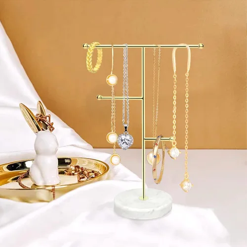 Vista 4 de Soporte de joyería para collares, organizador para colgar en la mesa, con niveles, árbol de joyería para exhibir collares, pulseras, anillos