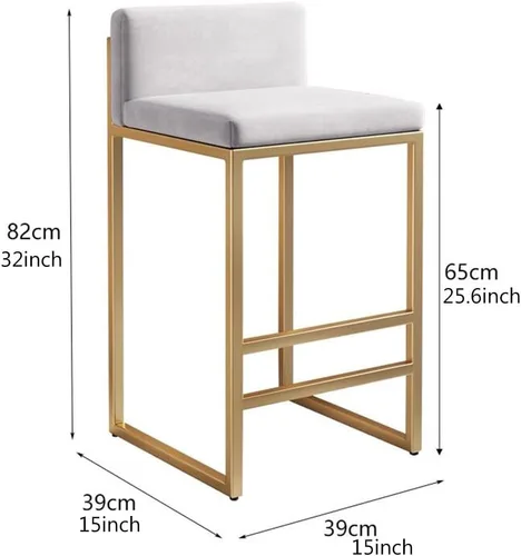Vista 3 de GIZNXBA Taburetes de bar sin brazos de 25.6 pulgadas para encimera de cocina con respaldo, taburetes de bar tapizados modernos de terciopelo, /blanco
