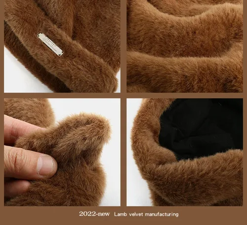 Vista 7 de Gorros de ganchillo con diseño de gato para mujer, lindos gorros de orejas de oso para mujer, gorros de invierno holgados con calavera Y2K