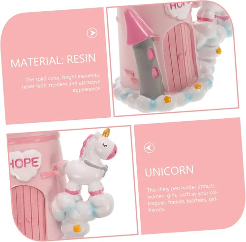 Vista 9 de Ciieeo Lindo soporte para bolígrafos para escritorio, organizador de resina, caja de almacenamiento elegante decoración de escritorio para niños