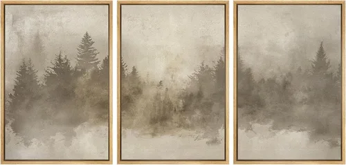 Vista 100 de SIGNWIN Lienzo enmarcado para pared, juego de arte de campos pastorales, flores silvestres, campo rústico, paisaje, floral, ilustraciones modernas