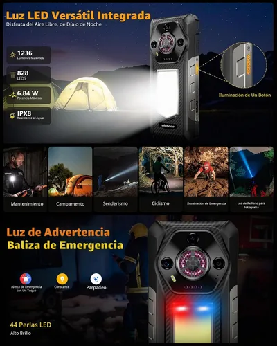 Vista 2 de Ulefone Armor 30 4G Android 15 Teléfono resistente, 24 GB+512 GB, pantalla FHD de 120 Hz de 6.95", luz LED versátil de 1236LM, cámara visión