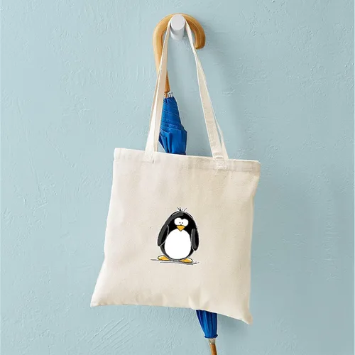 Vista 4 de CafePress Bolso tote de lona de pingüino, Caqui