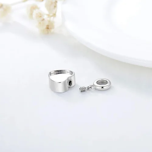 Vista 3 de Abalorio personalizado de urna de cremación con diseño de corazón para cenizas, plata de ley 925, 2 imágenes, cuentas para pulsera de serpiente