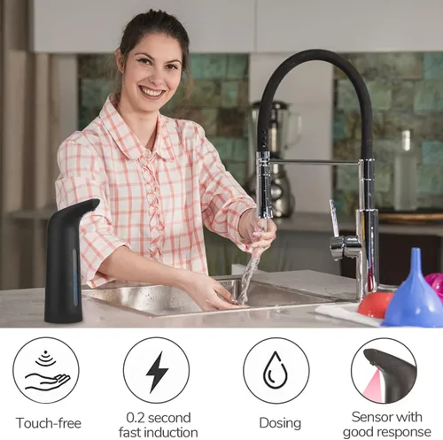 Vista 2 de Dispensador automático de jabón sin contacto, dispensador de jabón líquido sin contacto de 13.5 fl oz, dispensador de jabón para platos manos