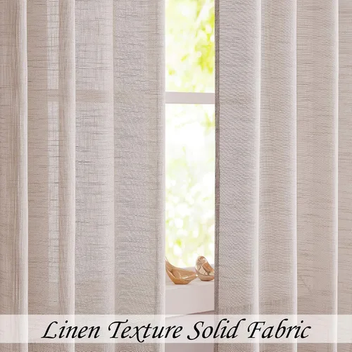 Vista 2 de Cortina decorativa de lino con textura para sala de estar y dormitorio, cortinas de Navidad con ojales, cortinas rústicas de granja, 50 x 84 x 2
