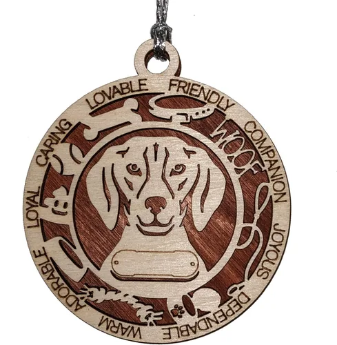 Vista 91 de Adorno de Navidad personalizado para perro Cavalier King Charles Spaniel, redondo de 3 pulgadas, madera cortada con láser de 2 capas, nombre y texto