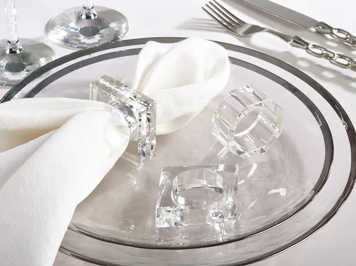 Vista 5 de SARO LIFESTYLE NR153.C Cielo Collection - Servilletero de cristal con forma de bloque doble, transparente