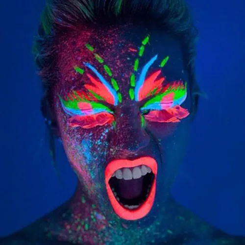 Vista 7 de Mysense Pintura facial con luz negra UV, pintura corporal fluorescente neón, delineador de ojos activado por agua, maquillaje a base de agua que