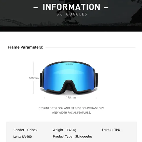 Vista 3 de OMEKOL Gafas de esquí antivaho de doble capa OTG para hombres mujeres gafas de snowboard