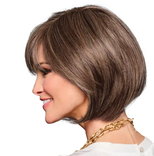 Vista 2 de Raquel Welch Made You Look Chin-Length Chic Bob, 100% atado a mano por ropa de pelo, gorra pequeña promedio, RL10/12 castaño iluminado por el sol