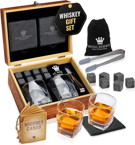 Vista 9 de Royal Reserve - Juego de regalo de piedras de whisky Bullet Vasos de bourbon hechos a mano, posavasos, caja – Regalos de whisky para hombres