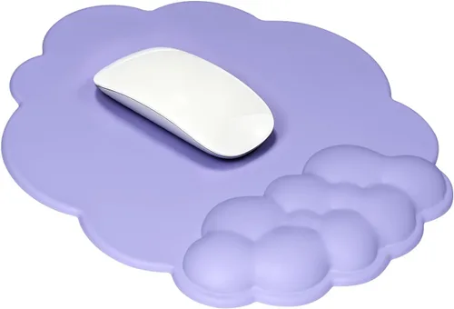 Vista 8 de JIKIOU - Alfombrilla ergonómica para mouse con reposamuñecas de espuma viscoelástica, color blanco