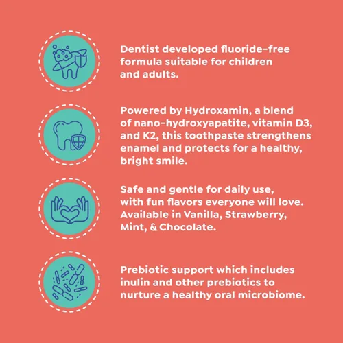 Vista 2 de SuperMouth Pasta de dientes sin flúor, para adultos y niños, combate las caries, blanquea, nanohidroxiapatita, desarrollado por dentistas