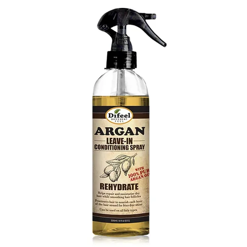 Vista 5 de Difeel Tratamiento acondicionador sin enjuague Rehydrate – Aceite de argán 100% puro de 6 onzas con tapa de pulverización y tapa dispensadora