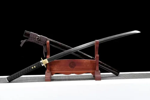 Vista 5 de Katana de acero forjado a mano de 41 pulgadas, espada samurái funcional de espiga completa con hoja pulida de espejo muy afilada, Katana de dragón
